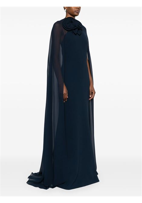 Blue flower-embellished cape gown  Elie saab - women ELIE SAAB | D0454NF24CDS01BL003